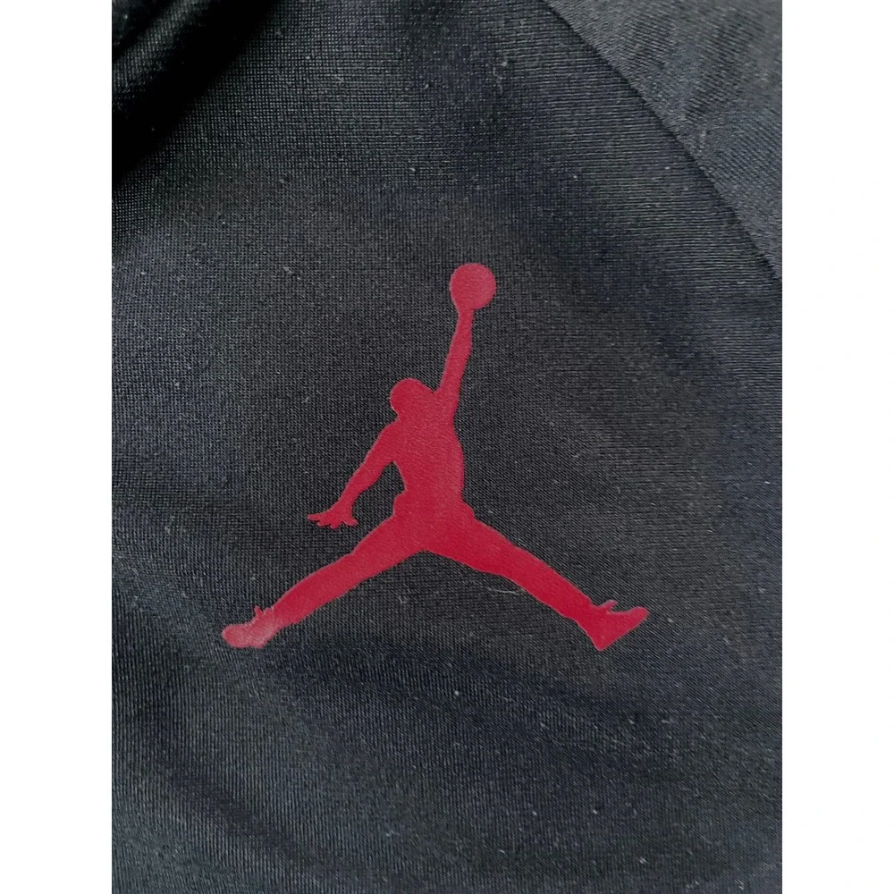 Jordan Boys Large Track Jacket Black Red Jumpman Tape Logo Full Zip Bomber